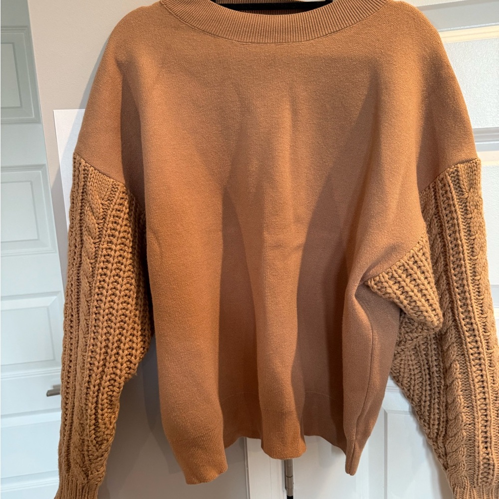 Pinkblush Tan Knit Sleeve Sweater